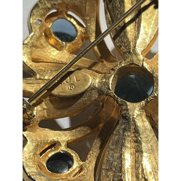 Kenneth Jay Lane KJL Blue & Rhinestone Vintage Square Floral Brooch Signed - Picture 10 of 16